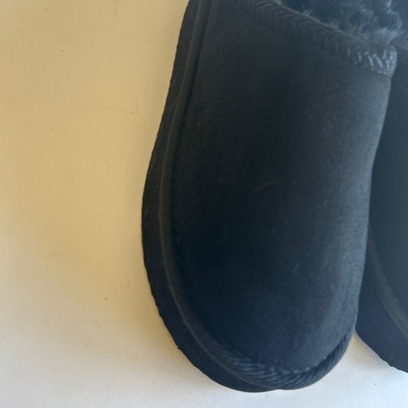 New Shoe Dazzle Black Suede Faux Fur Lining Slippers size 7 - Picture 6 of 11